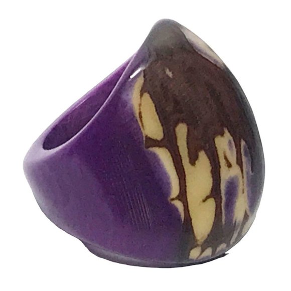 Purple Tagua Nut Ring Sustainable Vegan Ivory Handmade Boho Organic Sz 8 - Picture 4 of 6